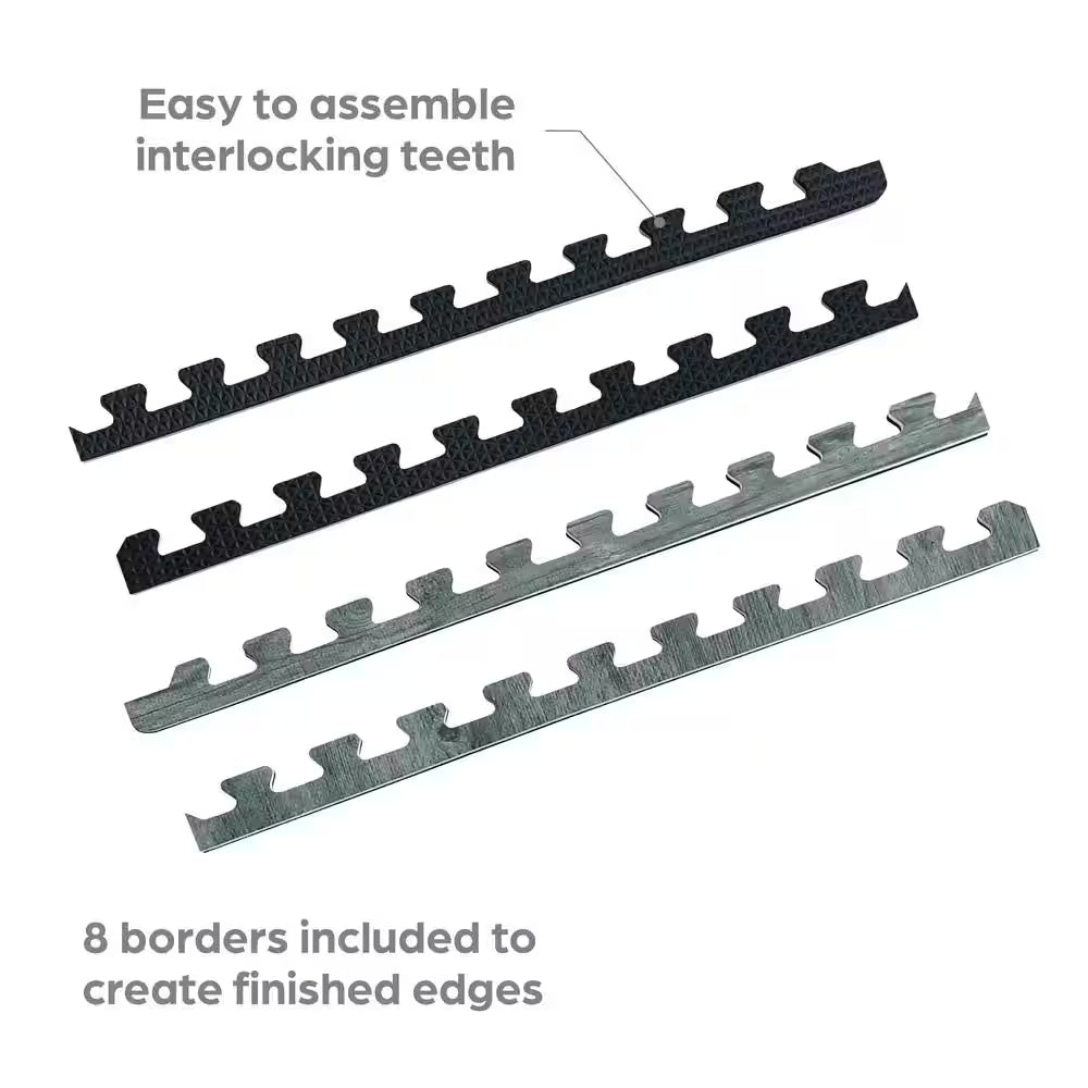 Reversible Charcoal/Black Faux Wood 24 In. X 24 In. X 0.47 In. Foam Mats (4-Pack)