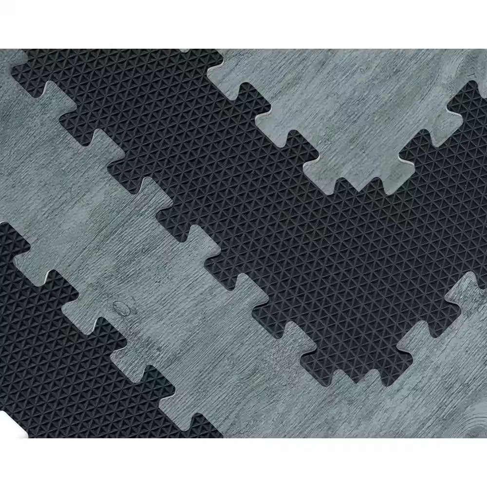 Reversible Charcoal/Black Faux Wood 24 In. X 24 In. X 0.47 In. Foam Mats (4-Pack)