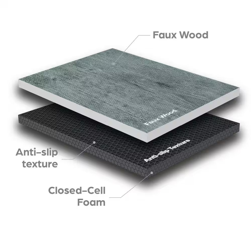 Reversible Charcoal/Black Faux Wood 24 In. X 24 In. X 0.47 In. Foam Mats (4-Pack)