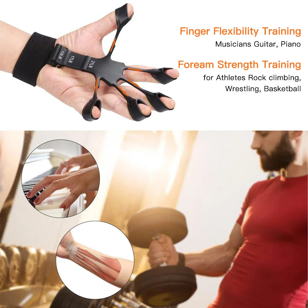 Athlete performing hand gripper training sessions to strengthen wrist and forearm muscles using the adjustable 5-60 kg gripper in workout routine.