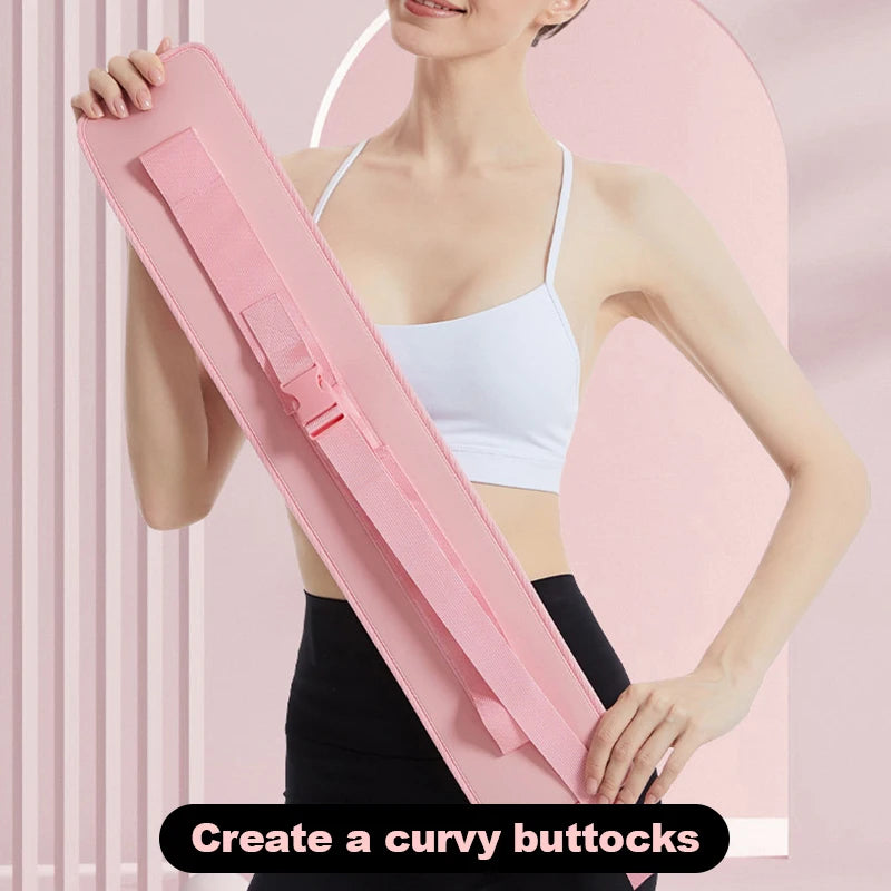 Hip thrust belt laid flat showing its straps, buckle, and adjustment mechanisms — helps users see how it’s sized and adjusted to fit.