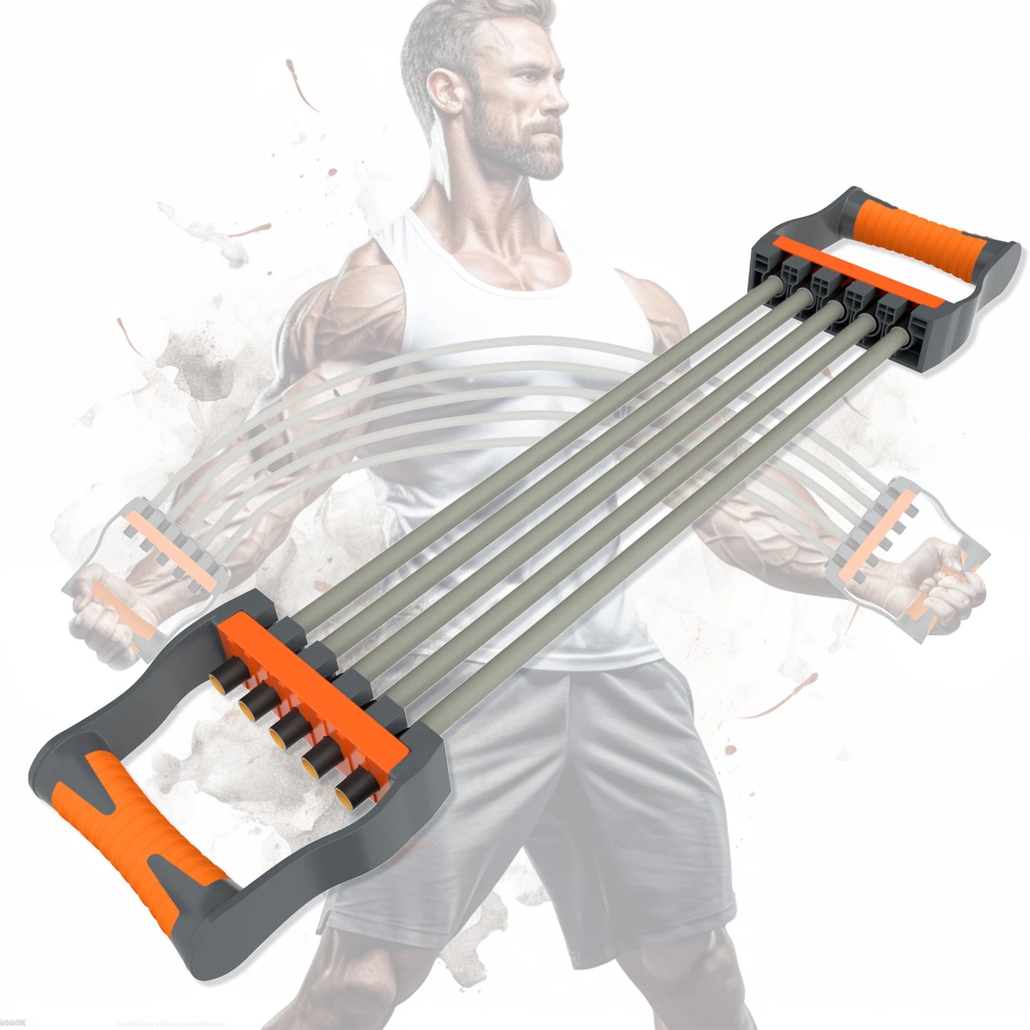 Chest expander band set with five ropes for resistance exercise system targeting chest, back, and arms — perfect for home gym and versatile muscle training sessions.