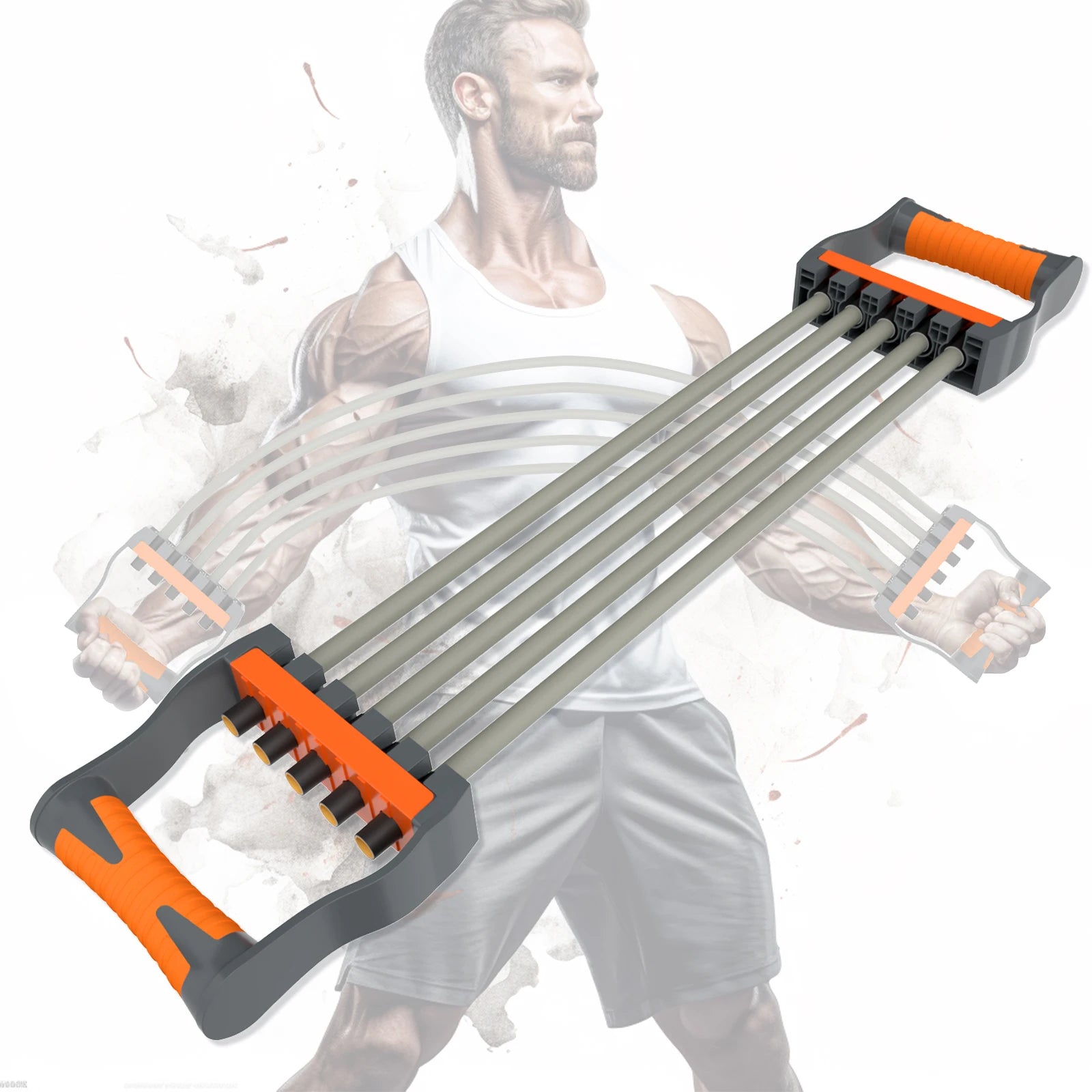 Chest expander band set with five ropes for resistance exercise system targeting chest, back, and arms — perfect for home gym and versatile muscle training sessions.