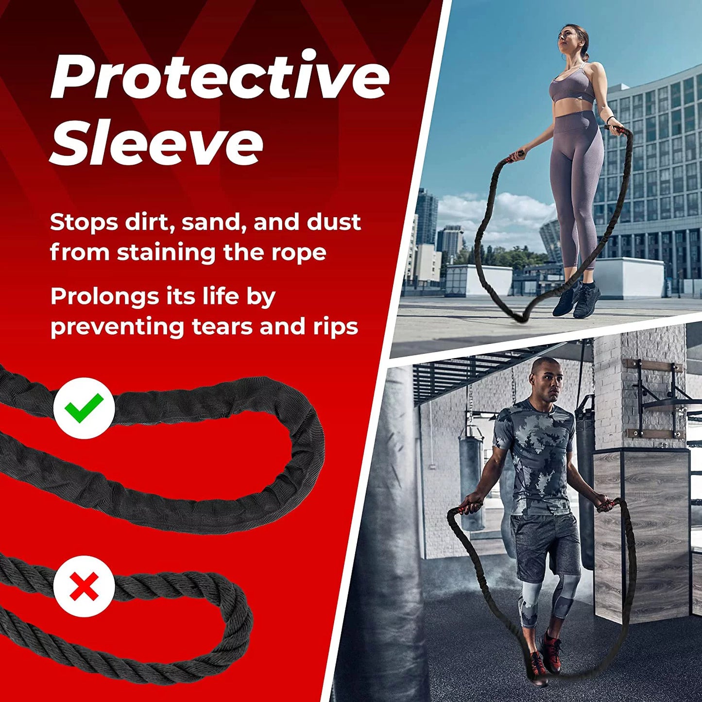 Close-up of handle detail and weight loading mechanism with nylon protective sleeve, showing quality grip, weight balance, and durability features.