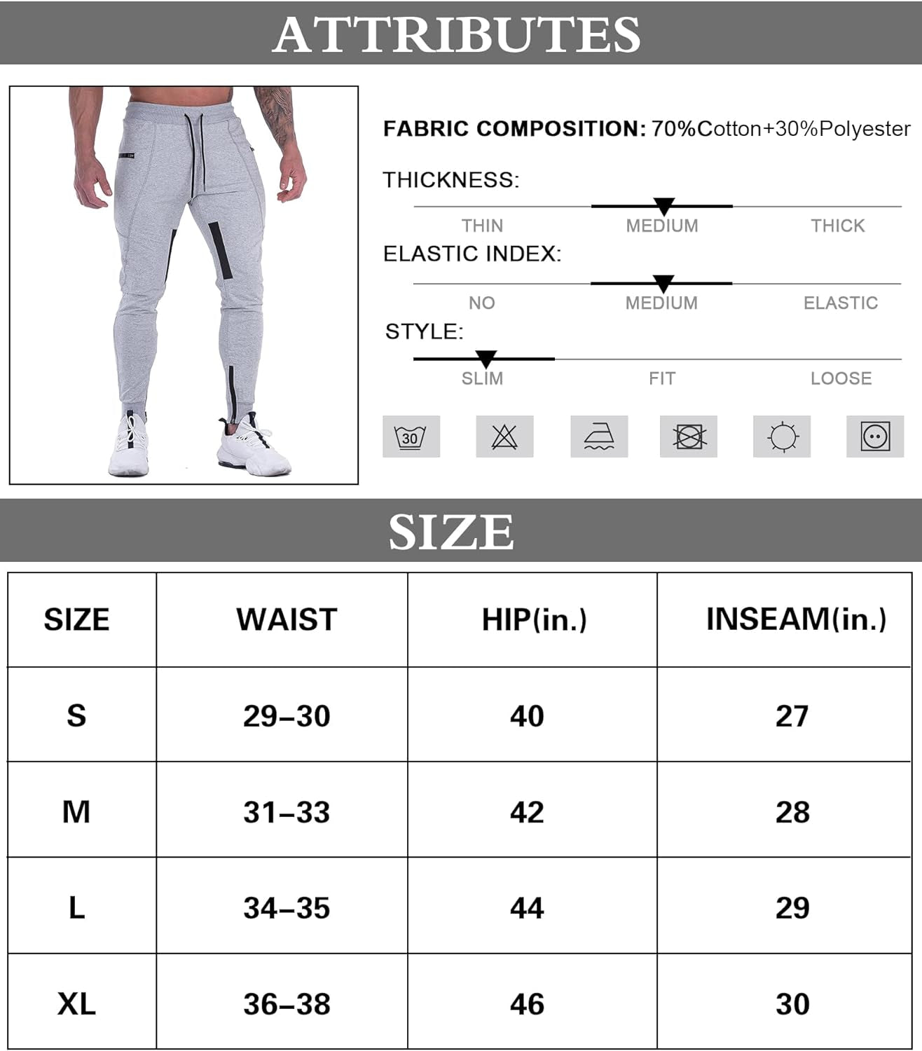 Close-up detail of zip pocket and zipper stitching on joggers, showing secure storage options for small items like keys or cards.