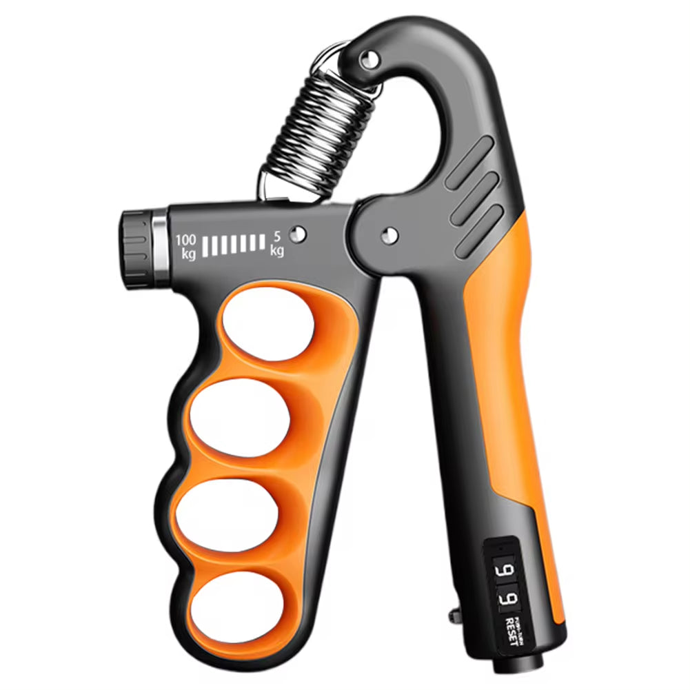 Device display showing memory / multiple reading mode of the LED hand grip strength trainer, illustrating how past readings can be stored and reviewed.