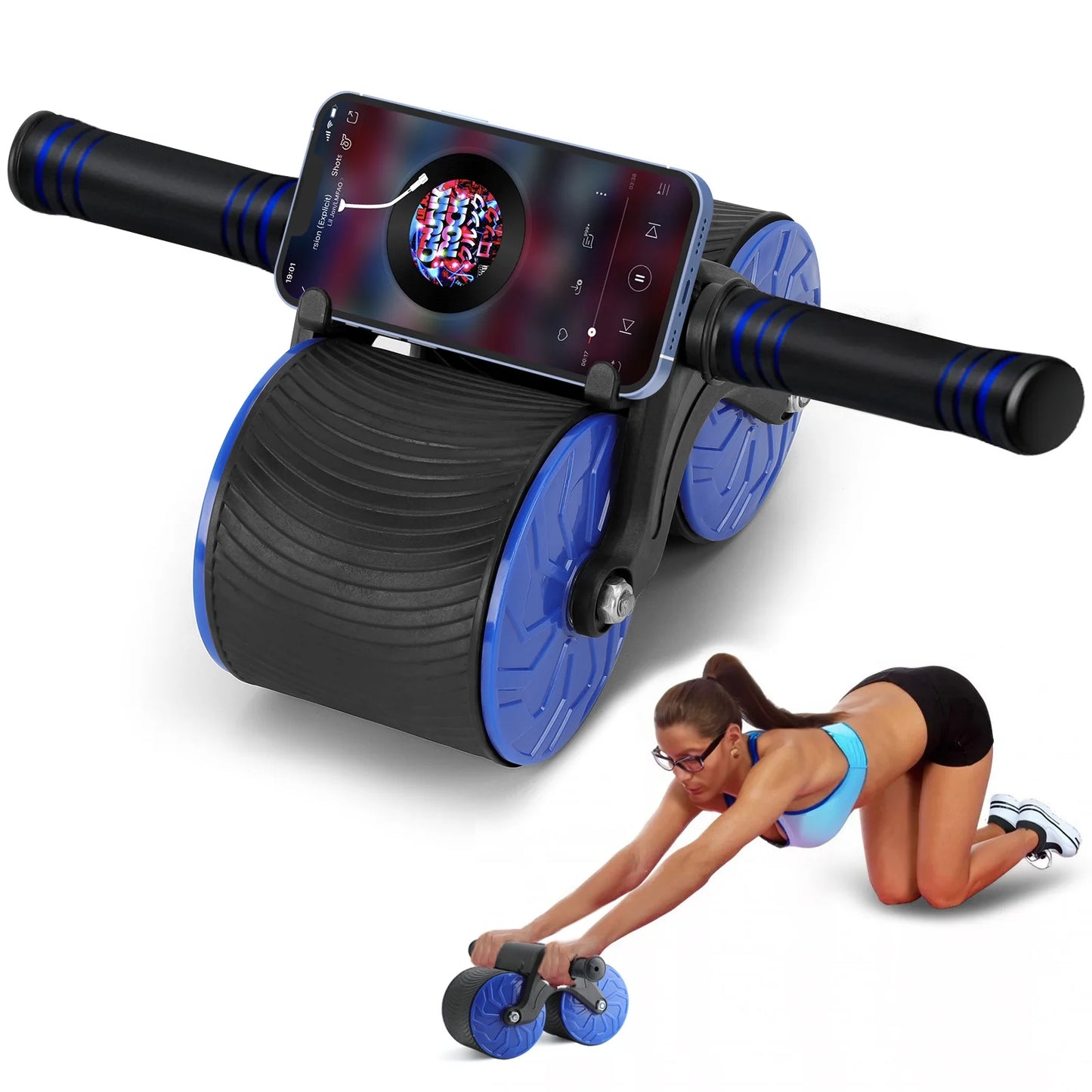 Double wheel ab roller designed for better lateral stability, enabling smoother rollouts and reducing wobble — ideal for safe core training at home or in gym settings.