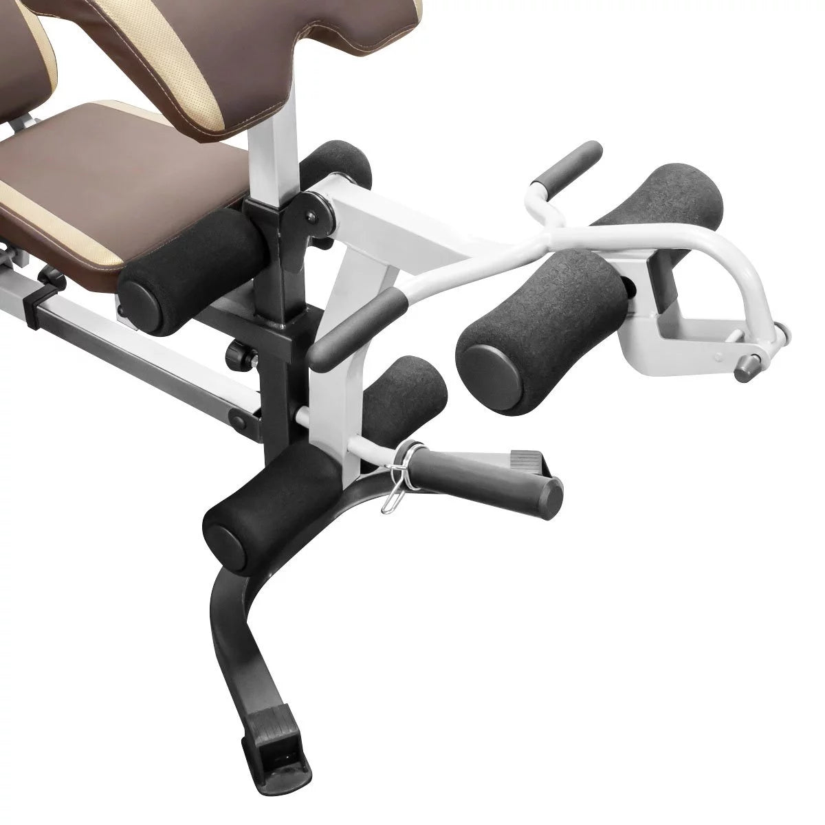 Dual cable crossover upper and lower pulley system on MD-9010G Smith cage, allowing functional training, high crossovers, seated rows and pulldowns in one machine.