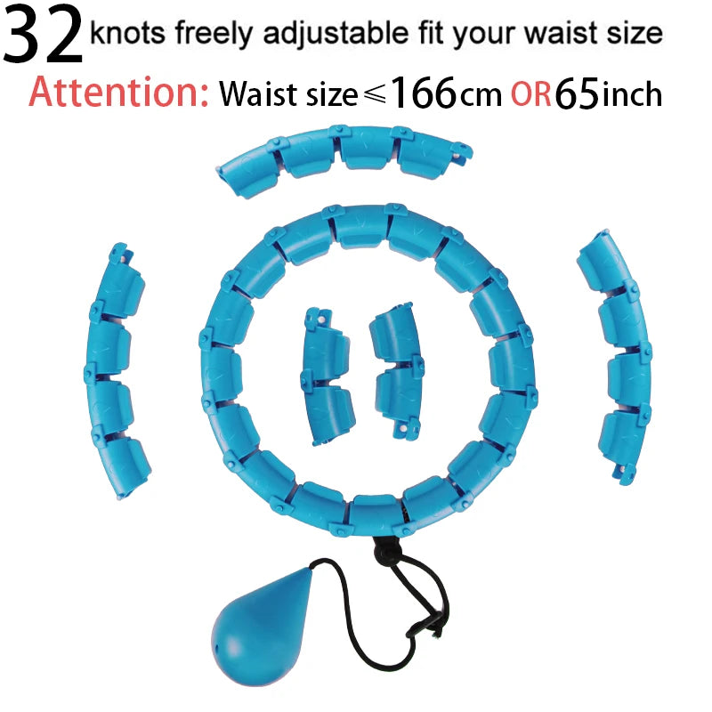 Fitness gear hoop against white background, highlighting massage nodes, section joints, and weighted hoop construction for clarity in listing images.