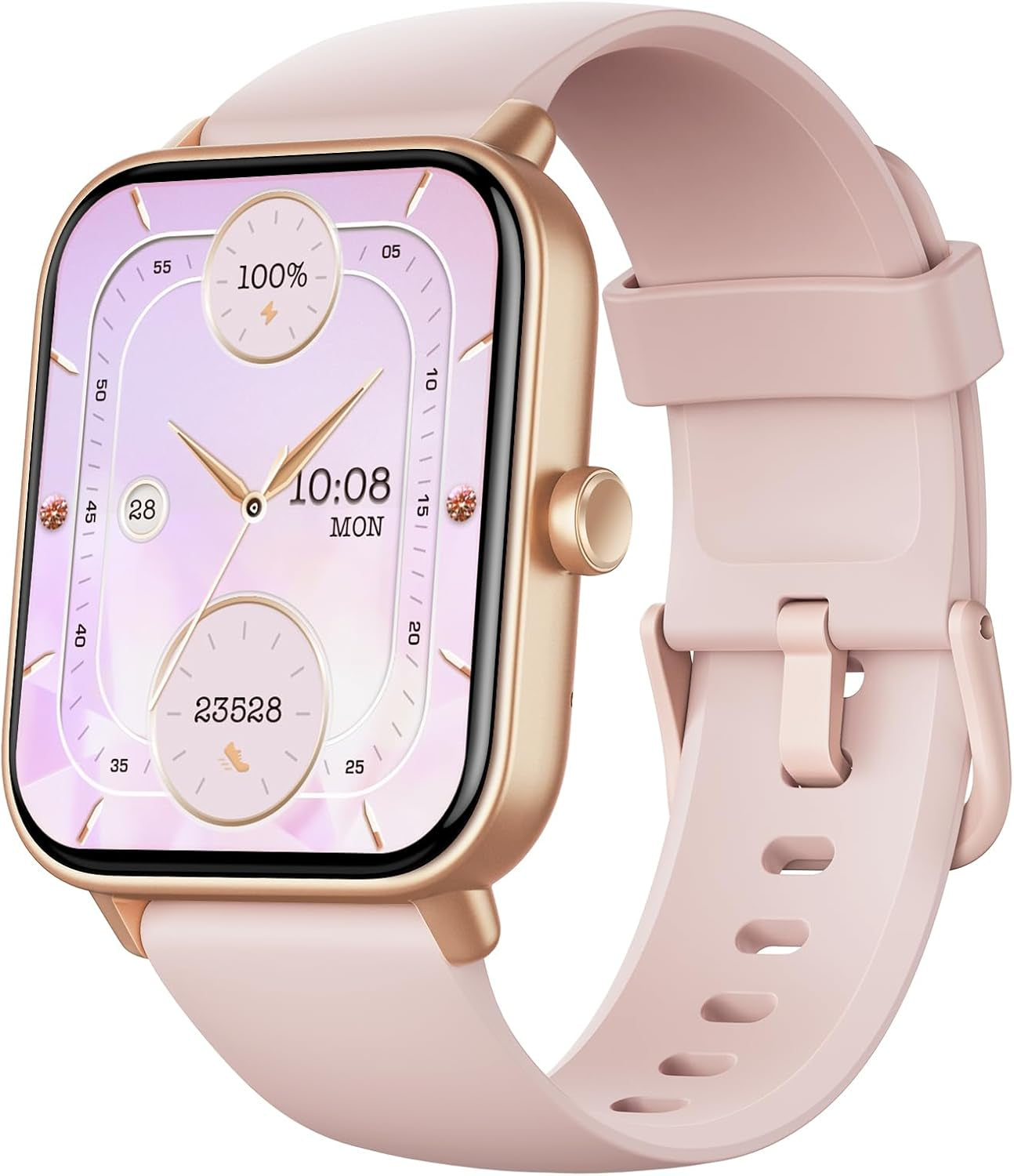 Fitness smart watch IP68 waterproof, heart rate monitor, step tracker, sleep tracking, calorie counter — compatible with Android & iOS phones for daily wellness tracking.