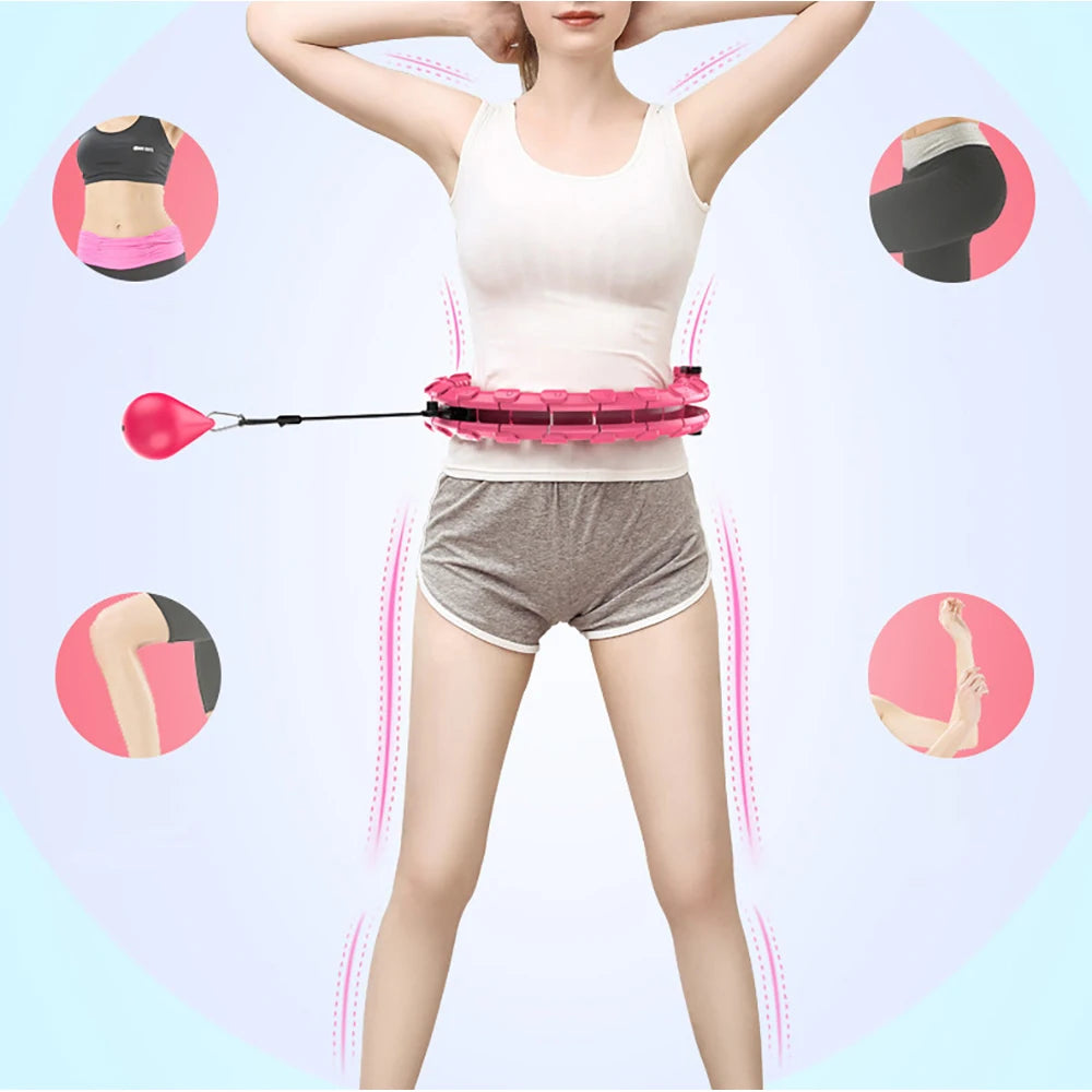 Hoop massage nodes inside surface close-up, showing the massage rings on the weighted sport hoop designed to stimulate the waist during rotation.