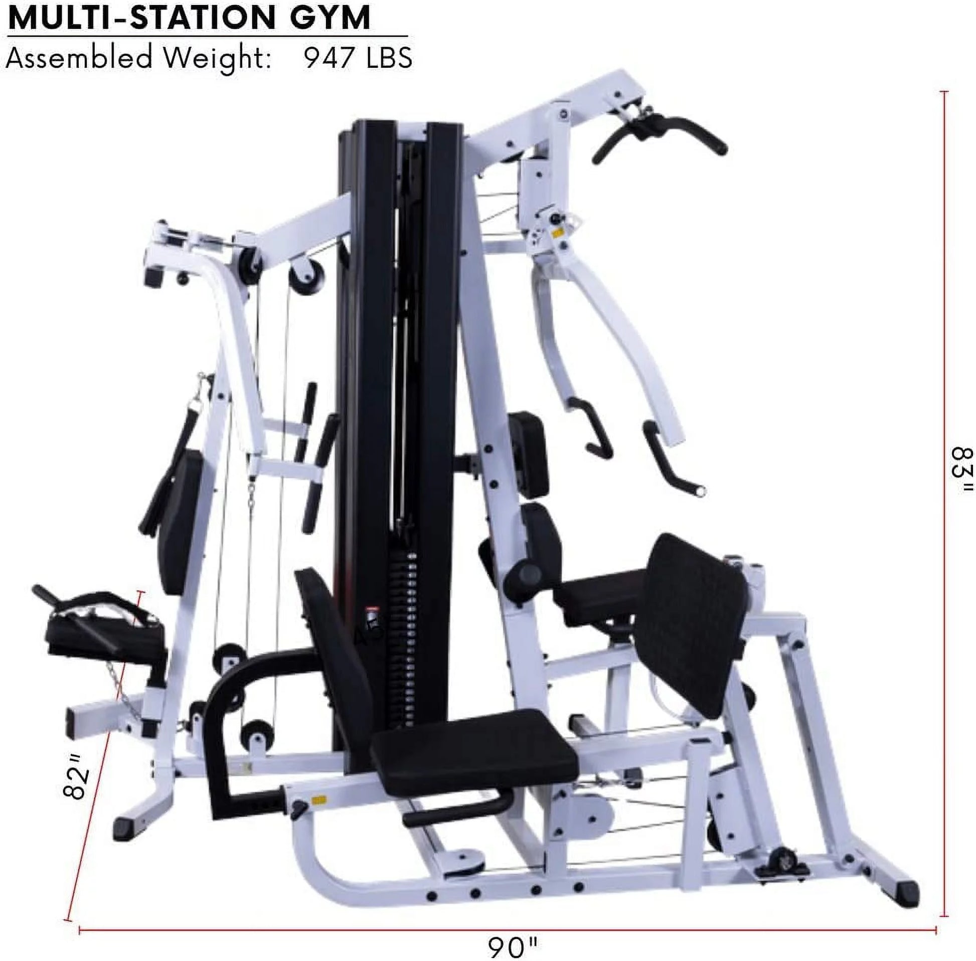 Leg press / calf press station mounted to main frame with 2:1 ratio linkage on EXM3000LPS, converting 210 lb stack into 420 lb leg press resistance.