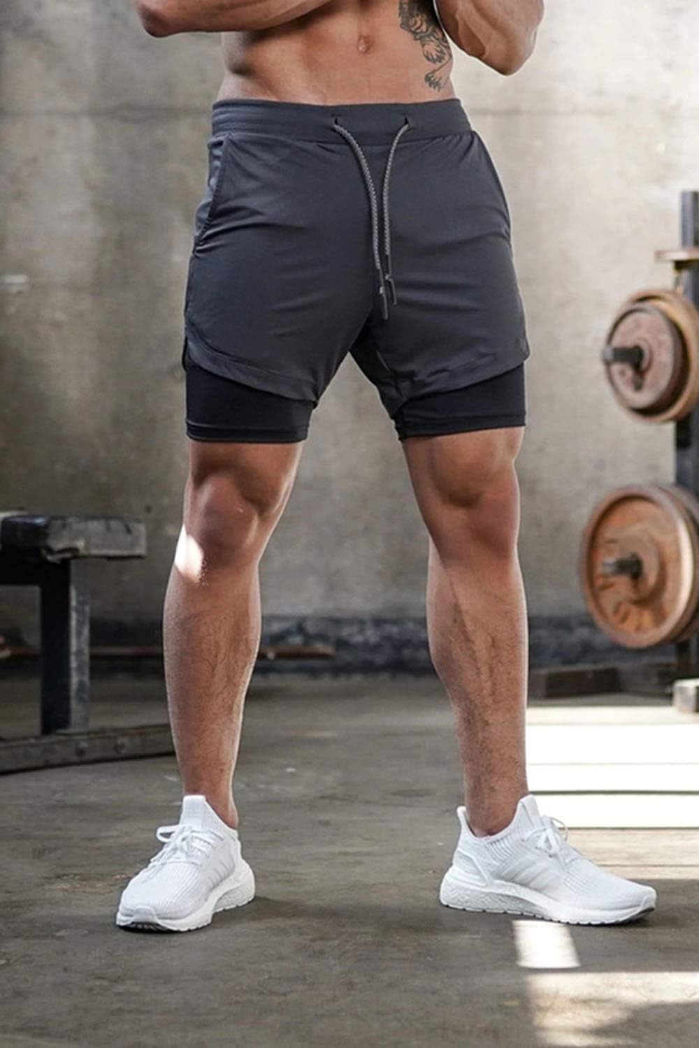 Model wearing the shorts in outdoor run, motion blur in the background emphasizes how the shorts move naturally with the runner in real use.