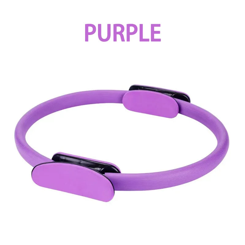 Packaged Pilates ring set including ring, instructional booklet, and branded packaging — showing what buyers receive when ordering this product.