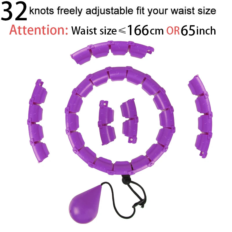 Packaged weighted sport hoop kit including all detachable sections, connectors, and instruction manual — what the buyer receives in the box.