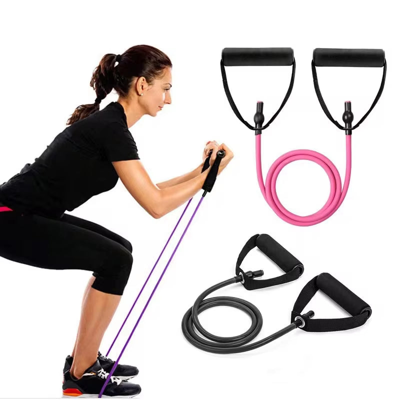 Blue and black level resistance pull rope bands with ergonomic handles