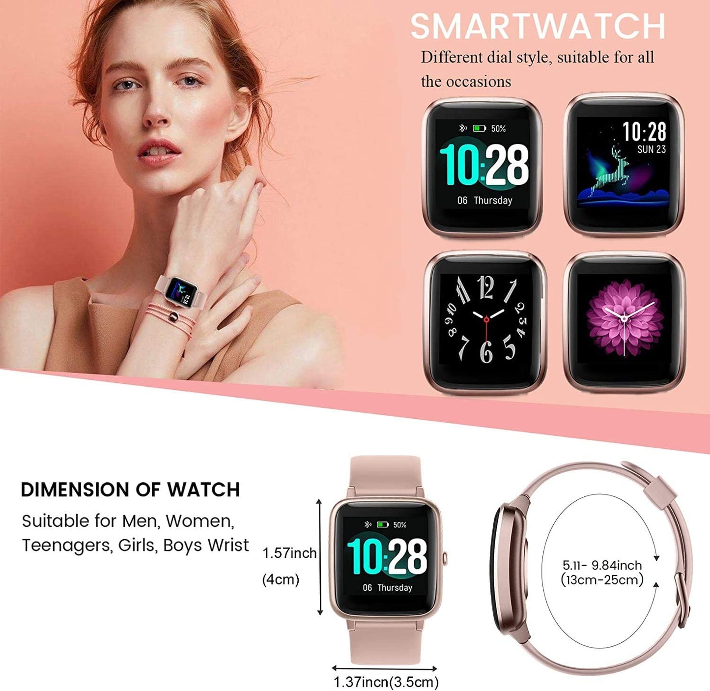 Smartwatch charging on magnetic dock, strap partially removed to show detachable design and ease of charging / maintenance.