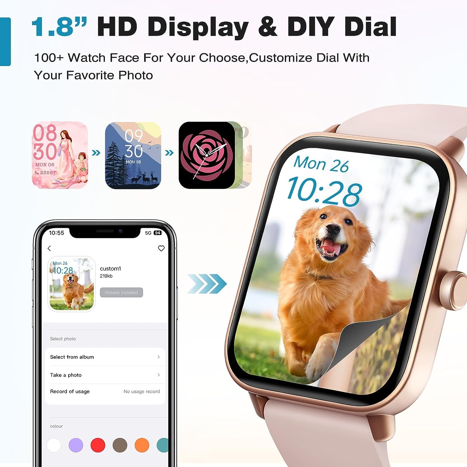 Smartwatch on wrist showing step count, heart rate, and workout screen — real usage showing interface and clarity under daylight.
