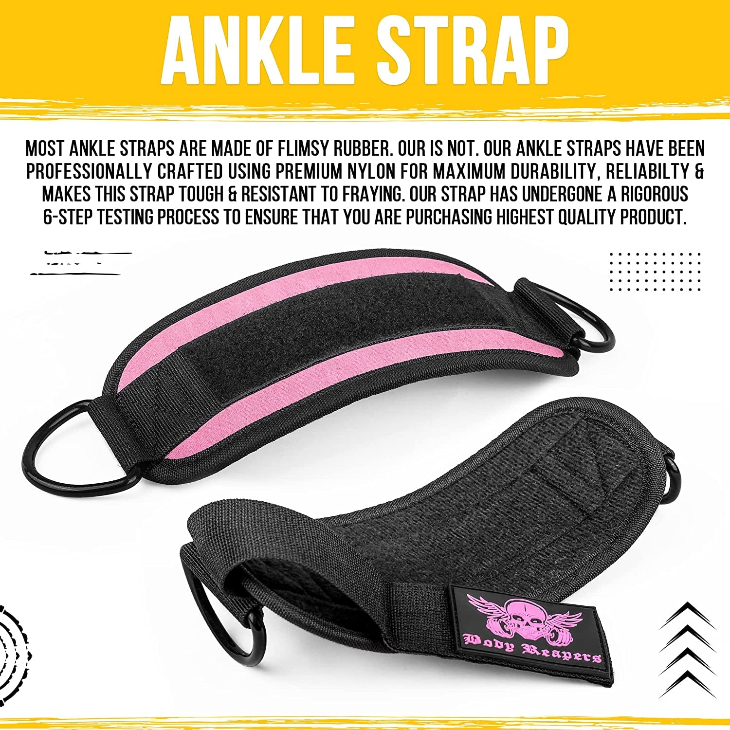 Close detail of strap material showing tight stitching, neoprene surface texture, reinforced edges, and durable fabrication meant for heavy use over time.