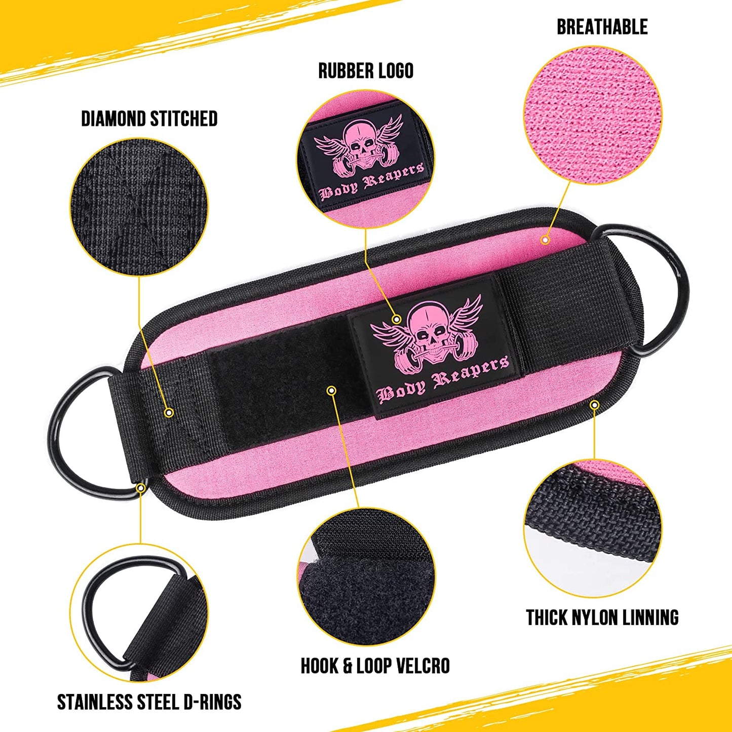 Ankle strap rolled up to show compact storage, portability and ease of packing — ideal for gym bags or travel between workouts.
