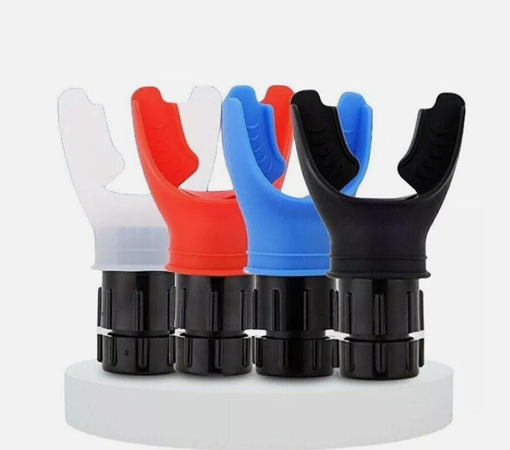 User holding the breathing trainer up to lips, demonstrating how airflow passes through adjustable resistance zones during inhalation and exhalation support training.
