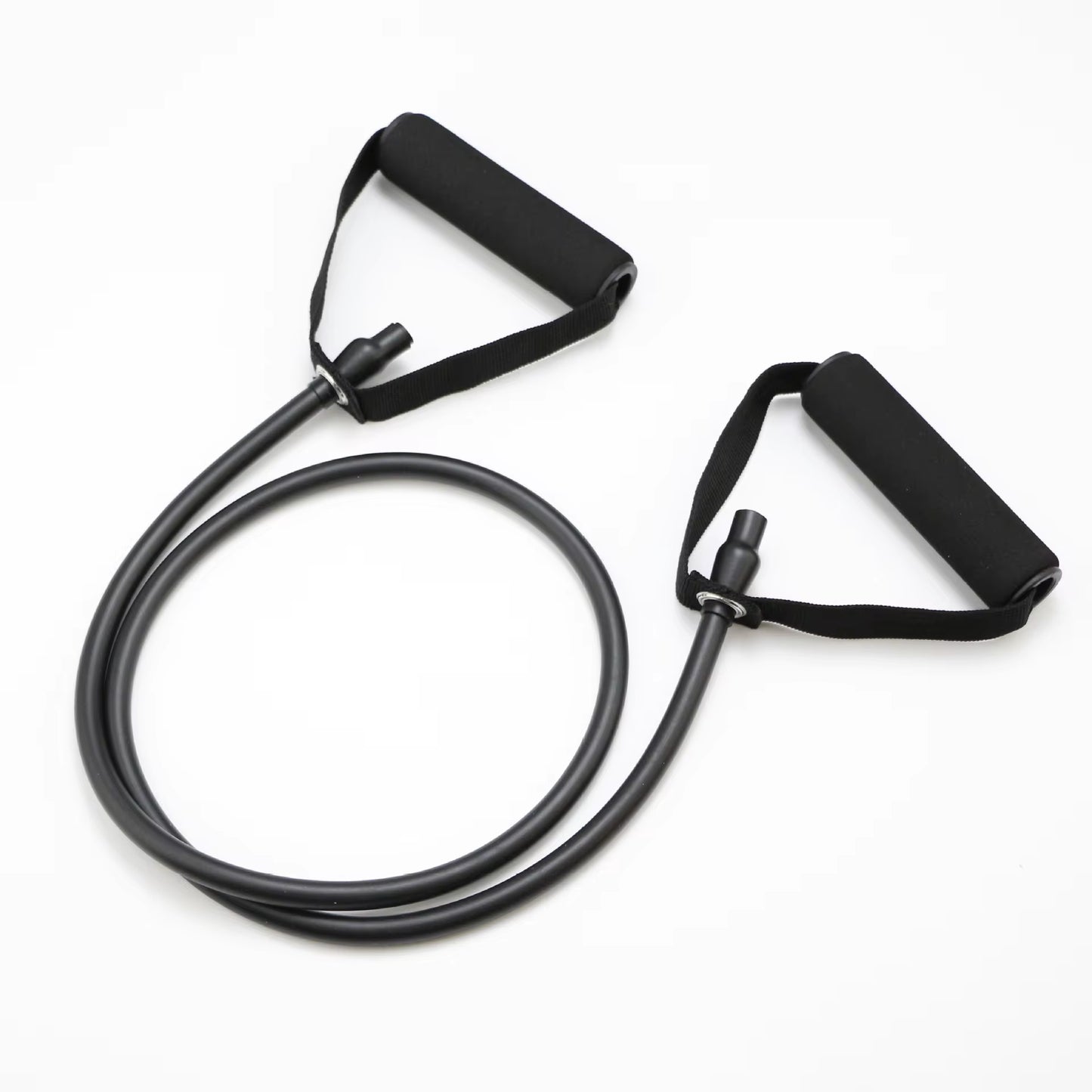 Woman doing arm workout with pull rope resistance band