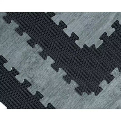 Reversible Charcoal/Black Faux Wood 24 In. X 24 In. X 0.47 In. Foam Mats (4-Pack)