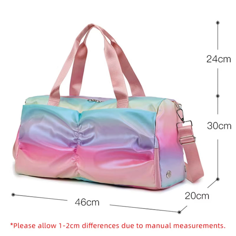 Colorful Women Gym Bag Travel Fitness Bags for Shoes Outdoor Shoulder Sports Student Bag Daily Dry Wet Handbags Duffel Yoga Pack