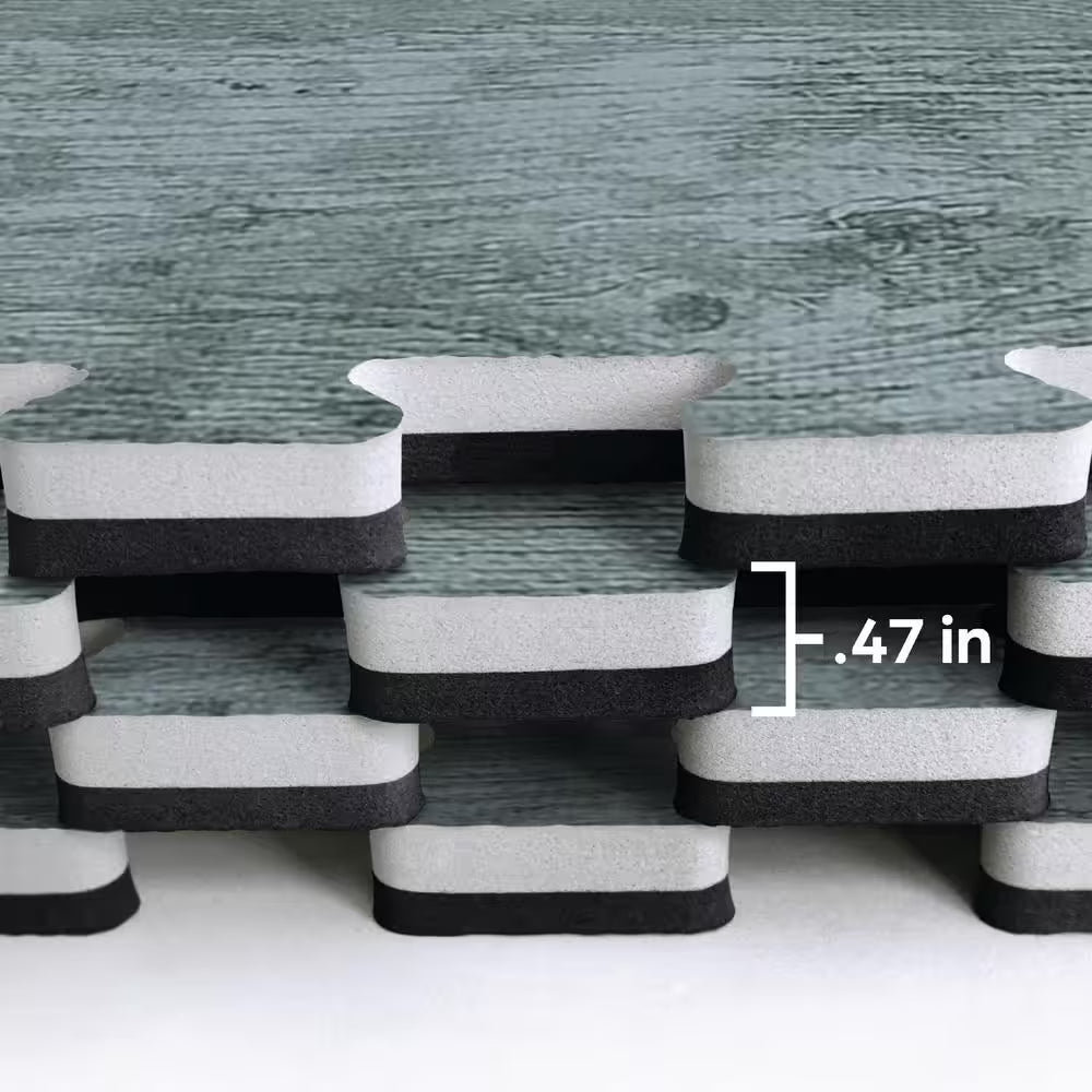 Reversible Charcoal/Black Faux Wood 24 In. X 24 In. X 0.47 In. Foam Mats (4-Pack)