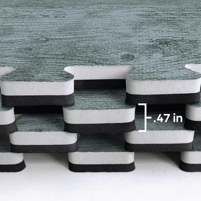 Reversible Charcoal/Black Faux Wood 24 In. X 24 In. X 0.47 In. Foam Mats (4-Pack)