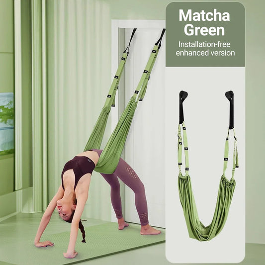 Aerial yoga strap pull rope hammock for stretch, inversion, splits and core strength training — durable gear for flexibility, aerial yoga, and indoor/outdoor workouts.