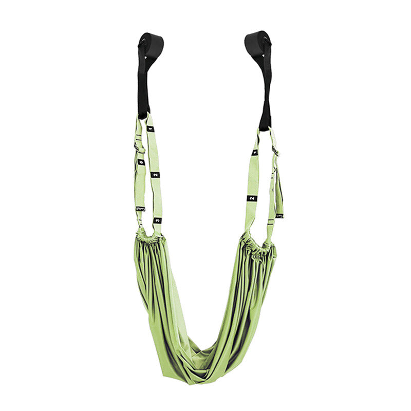 Stretch belt and rope training equipment laid flat showing included accessories, color options, hardware, and configuration for the hip stretch yoga belt system.