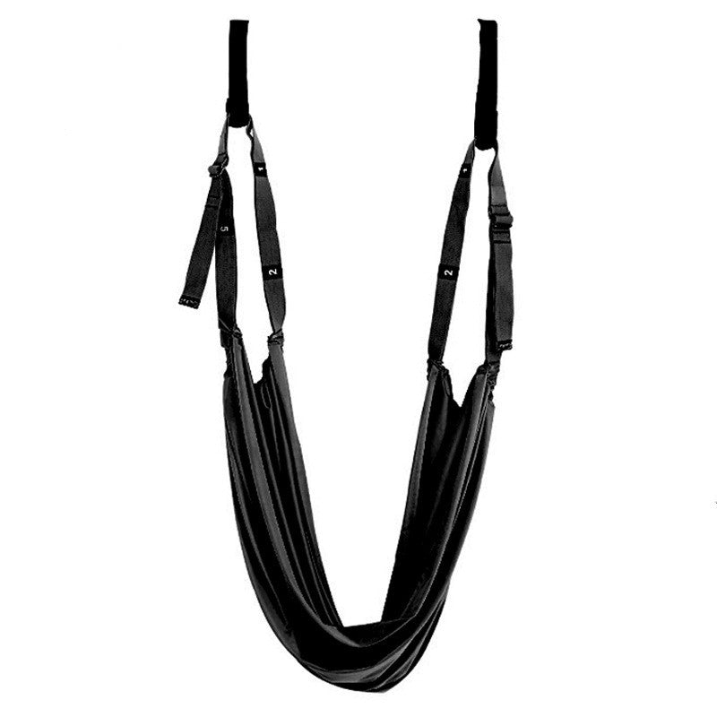 Belt in use for lower back inversion technique during floor stretching session, illustrating how the lower waist stretch tool helps decompress the lumbar region.