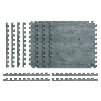 Reversible Charcoal/Black Faux Wood 24 In. X 24 In. X 0.47 In. Foam Mats (4-Pack)