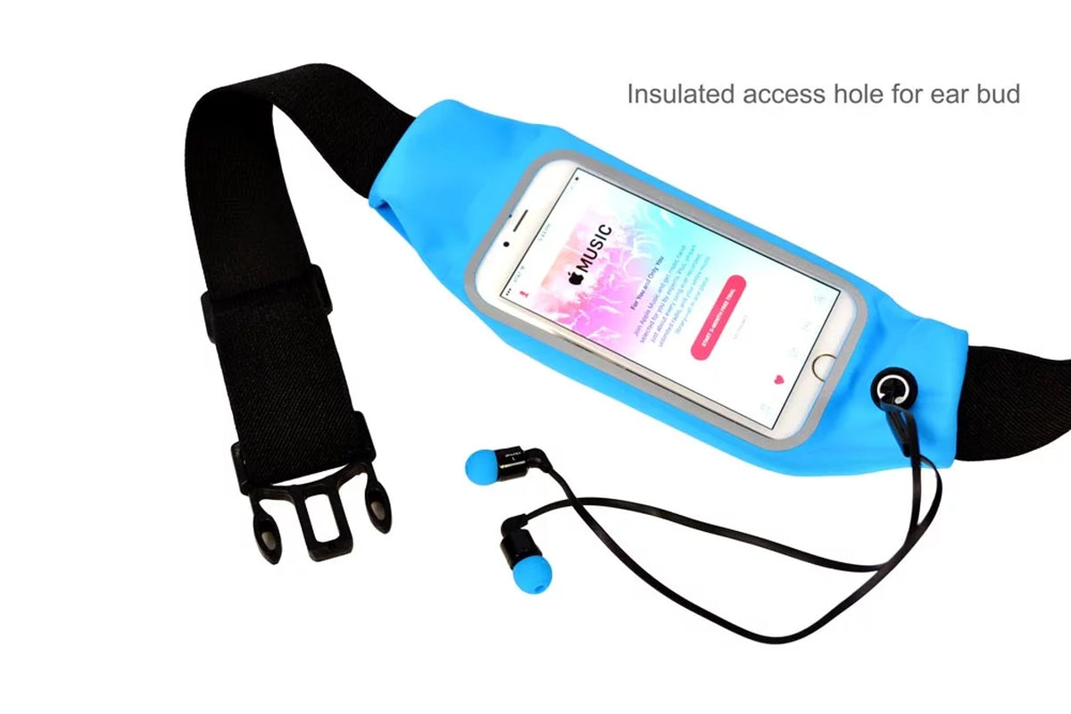 Lightweight Running Belt Waist Pack with Earphone Outlet - Outdoor Sweatproof Reflective Belt Waist Bag for Iphone 6S/6/6 plus Transparent Touch Screen Window, Universal Sports Waist Belt