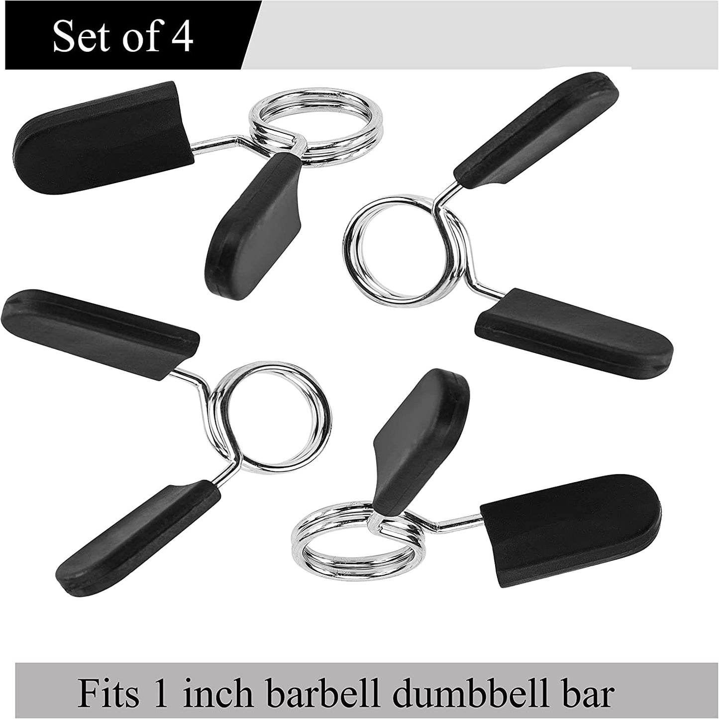 Close-up of spring clip collar mechanism showing tension coil, grip leverage area, and how the clip holds plates firmly on the bar under heavy load.