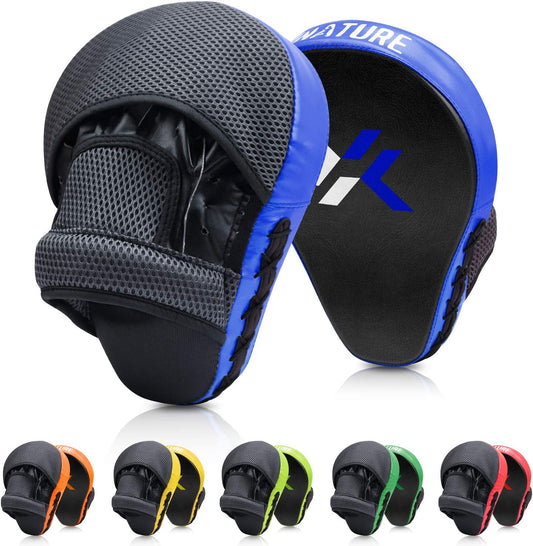 Curved boxing/MMA punching mitts set in gift box, including hook & jab target pads, ideal for training, sparring, and as combat sports gift equipment.