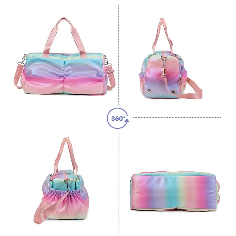 Colorful Women Gym Bag Travel Fitness Bags for Shoes Outdoor Shoulder Sports Student Bag Daily Dry Wet Handbags Duffel Yoga Pack