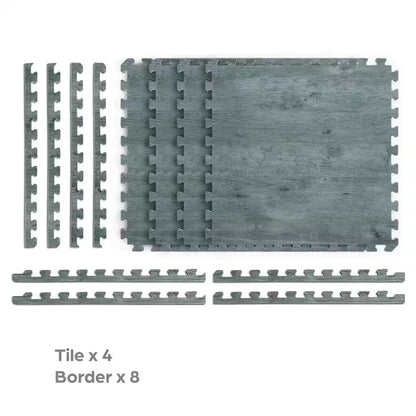 Reversible Charcoal/Black Faux Wood 24 In. X 24 In. X 0.47 In. Foam Mats (4-Pack)