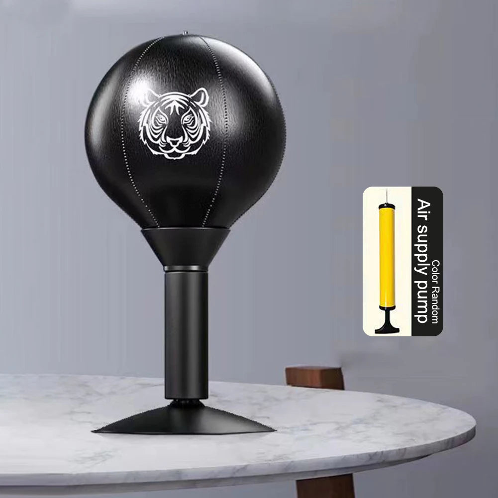 Desktop punch ball on white background studio shot — clean, isolated view of the product (ball, spring, suction base) for listing clarity.