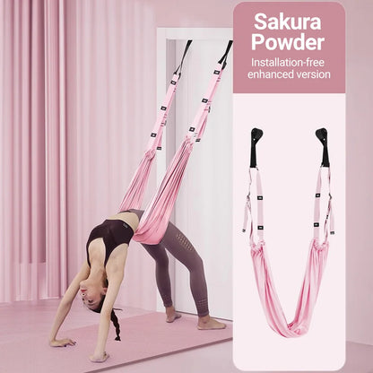 Flexible training using aerial straps for leg splits, backbends, deep stretches, core engagement and full-body aerial yoga routines.