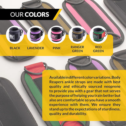 Packaged ankle strap set in box, complete with user manual, accessories and packaging layout to show customers exactly what they receive in the product kit.