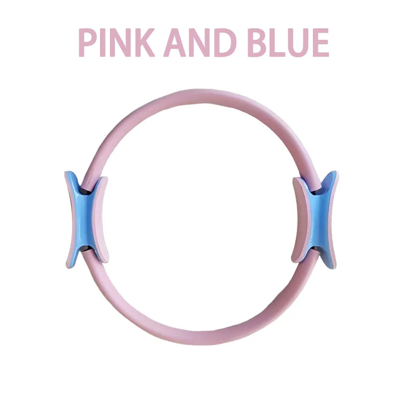 Ring in use on arms for shoulder and chest exercise, demonstrating its versatility beyond leg and core workouts; can be pressed between arms for upper body toning.