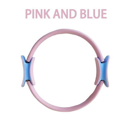 Ring in use on arms for shoulder and chest exercise, demonstrating its versatility beyond leg and core workouts; can be pressed between arms for upper body toning.