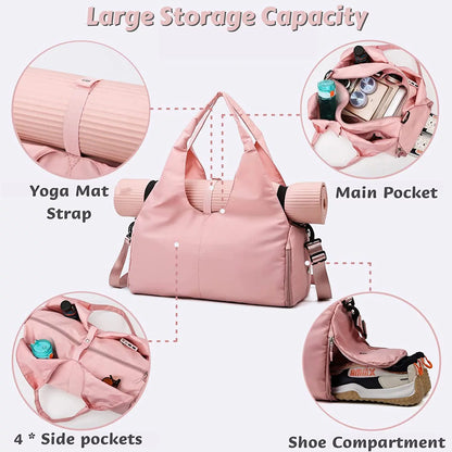 Vented shoe compartment section separate from main gear section, allowing shoes or sweaty items to be isolated for odor and hygiene control.
