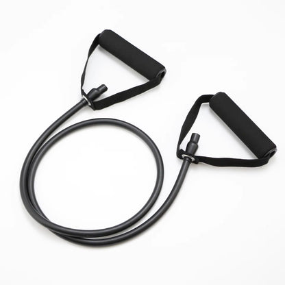 Woman doing arm workout with pull rope resistance band